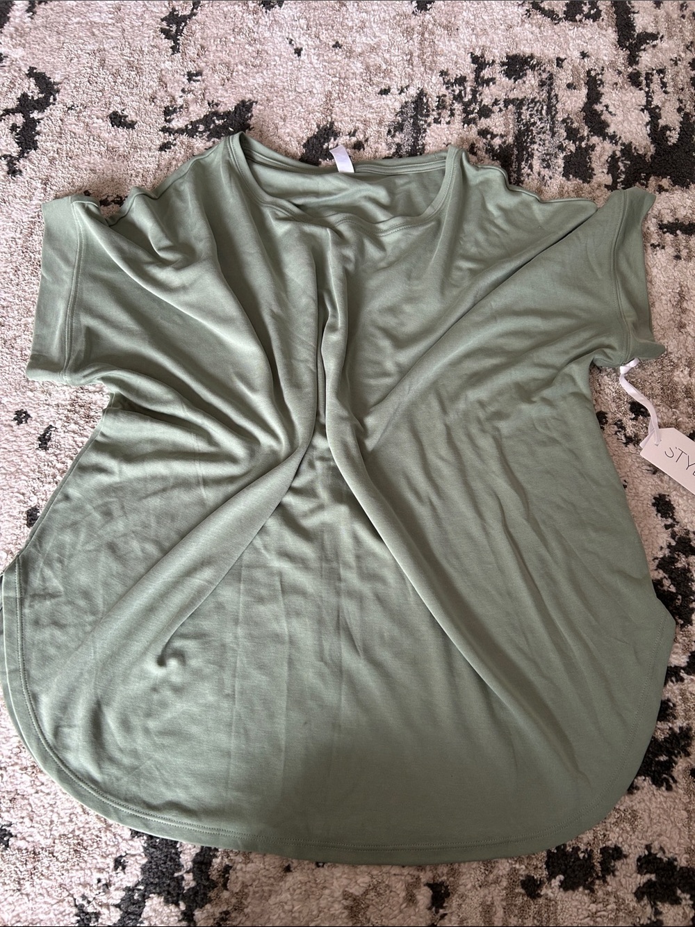STYLUS Sage Green Twist-Front Short Sleeve Top